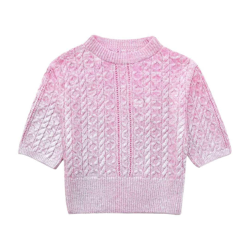 Metal-Look Twisted Sweater Pullover Golden M – Posh Atomic