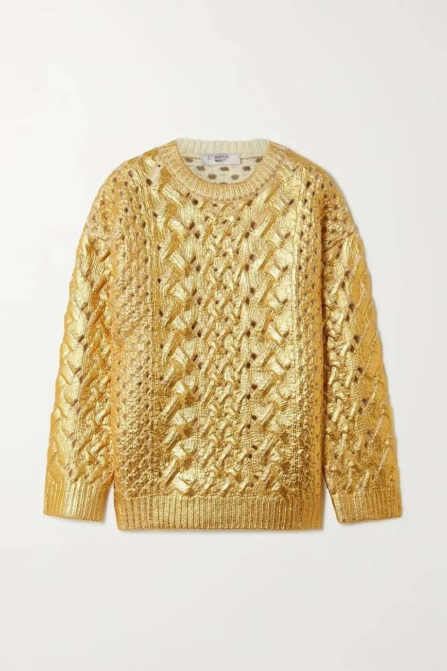 Metal-Look Twisted Sweater Pullover Light Silver L – Posh Atomic