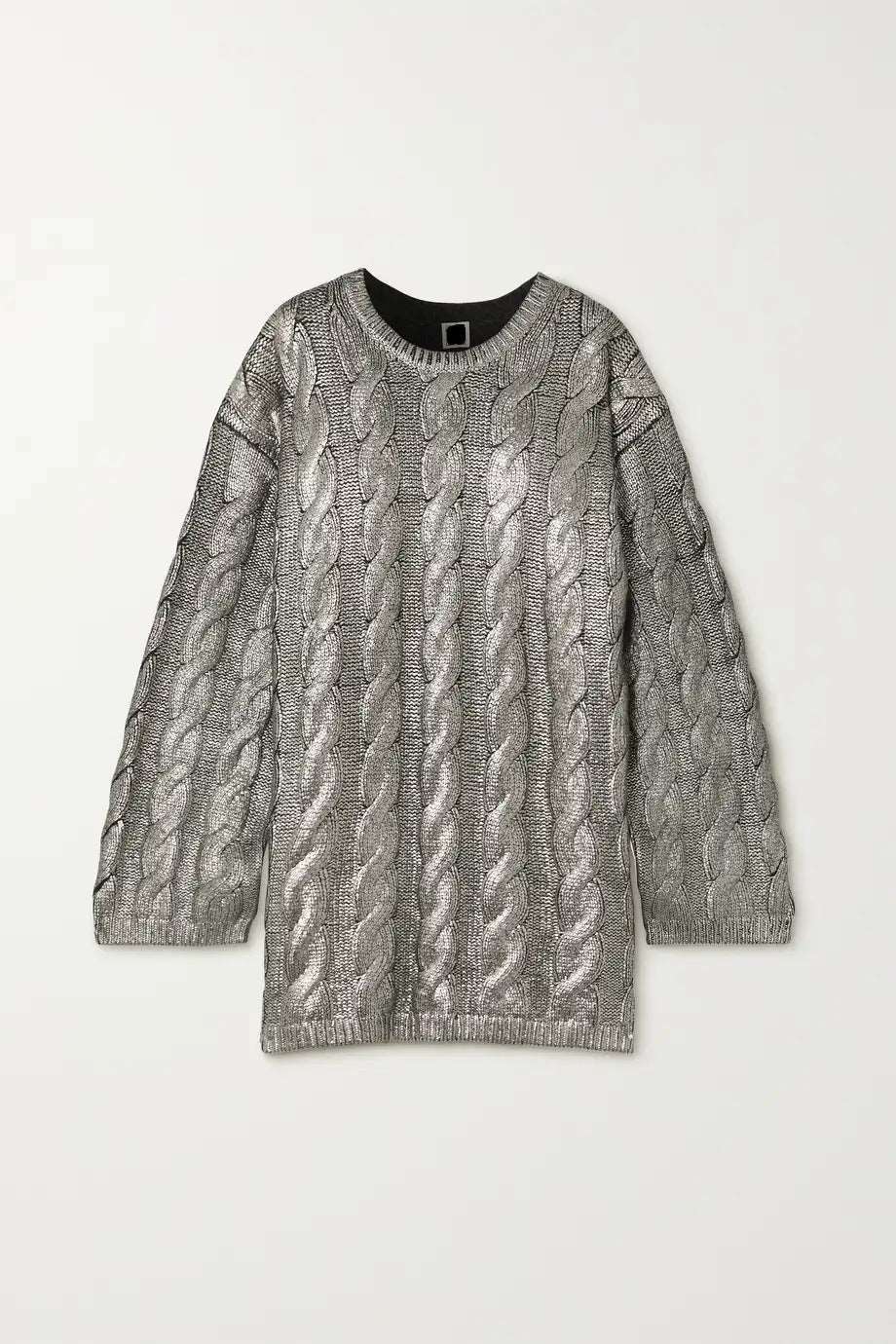 Metal-Look Twisted Sweater Pullover Light Silver M – Posh Atomic
