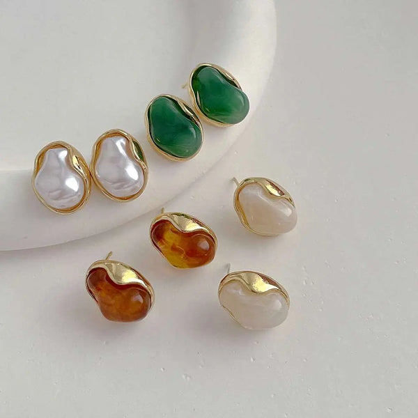 Metal Wrapped Resin Earrings Green – Posh Atomic