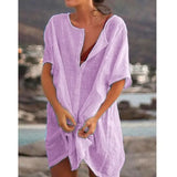 Mid-length Loose Short Sleeve Shirt Light Purple XXL – Posh Atomic