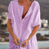 Mid-length Loose Short Sleeve Shirt Light Purple XS – Posh Atomic