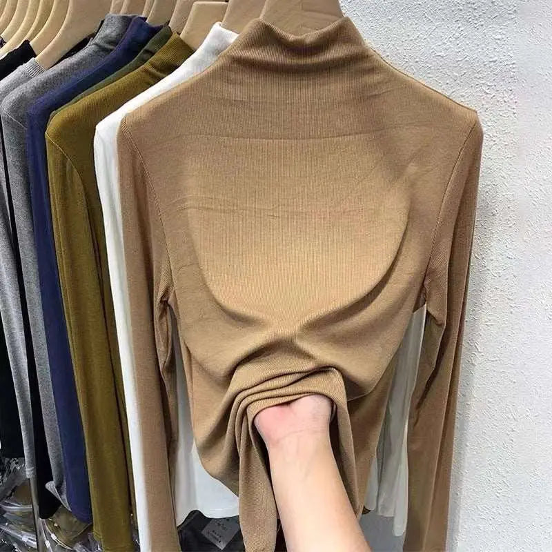 Mock Turtleneck Top Khaki Average Size – Posh Atomic