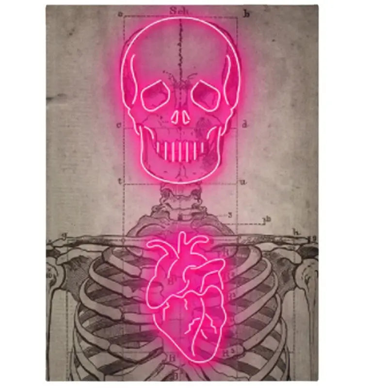 Neon Heart Skeleton Painting A Painting Core 50 X70cm – Posh Atomic