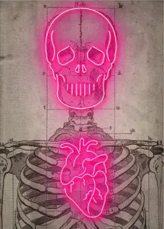 Neon Heart Skeleton Painting A Painting Core 65 X90cm – Posh Atomic
