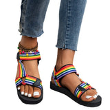 New Thin Bottom National Style Velcro Beach Sandals Red Flower Grid – Posh Atomic