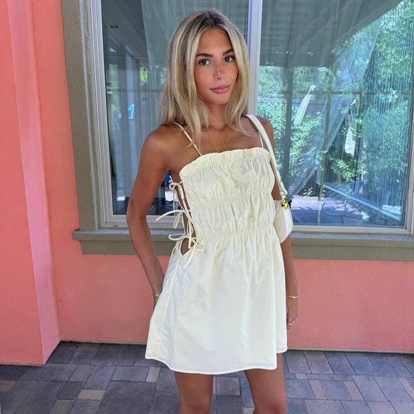 Lace-up Shoulder Strap Tube Top Dress