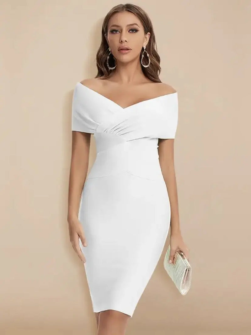 Off Shoulder Dress White M – Posh Atomic