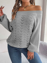 Off-the-shoulder Lantern Sleeve Sweater Green S – Posh Atomic