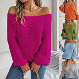 Off-the-shoulder Lantern Sleeve Sweater Rose Red S – Posh Atomic