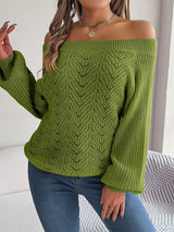 Off-the-shoulder Lantern Sleeve Sweater Rose Red L – Posh Atomic
