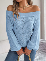Off-the-shoulder Lantern Sleeve Sweater Green L – Posh Atomic