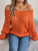 Off-the-shoulder Lantern Sleeve Sweater Rose Red M – Posh Atomic