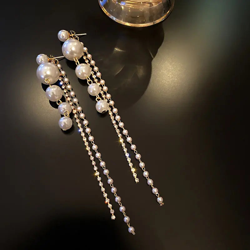 Pearl Tassel Long Earrings – Posh Atomic