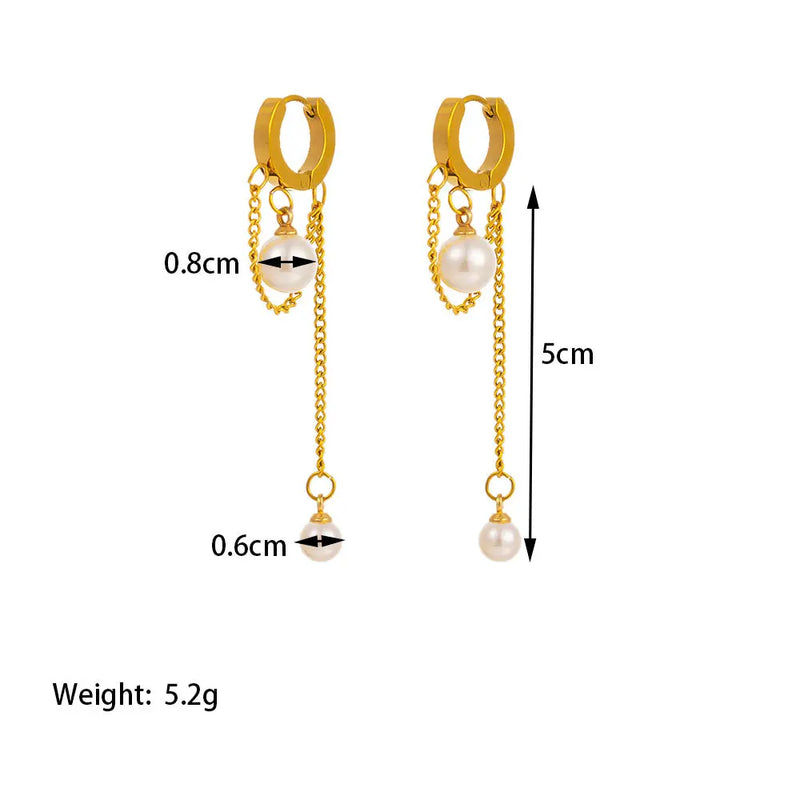 Pearl Tassel Titanium Steel Light Luxury Earrings – Posh Atomic