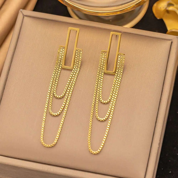 Pearl Tassel Titanium Steel Light Luxury Earrings XINGX Tassel – Posh Atomic