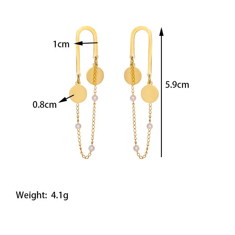 Pearl Tassel Titanium Steel Light Luxury Earrings – Posh Atomic