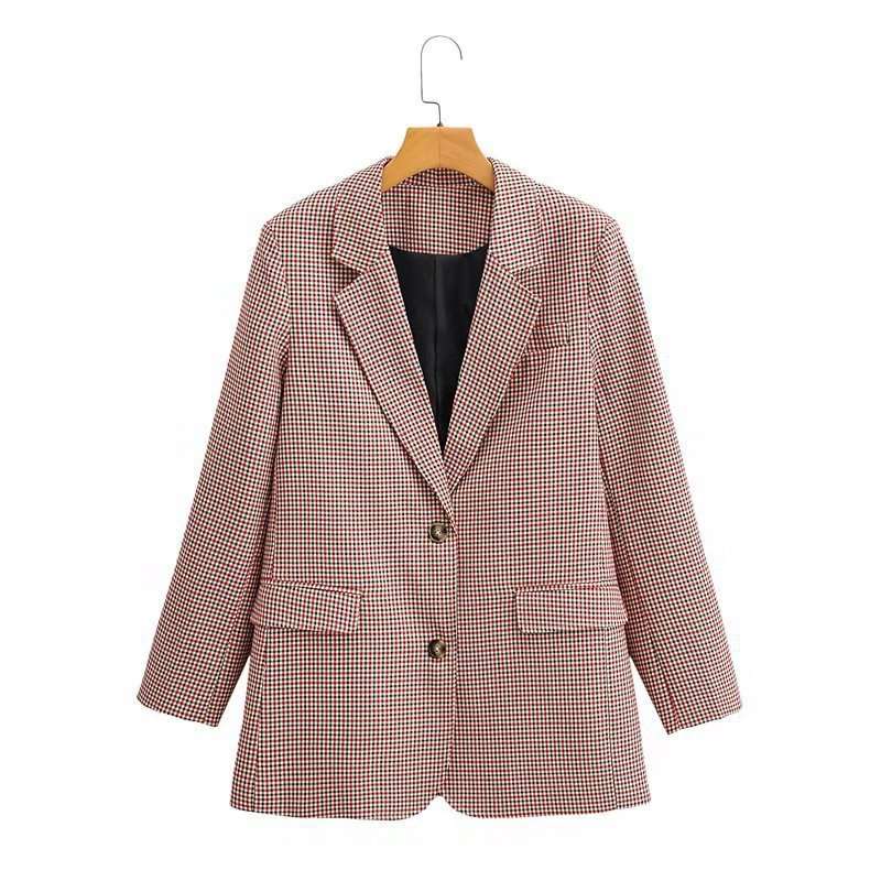 Plaid Casual Long Sleeve Jacket Brown S – Posh Atomic
