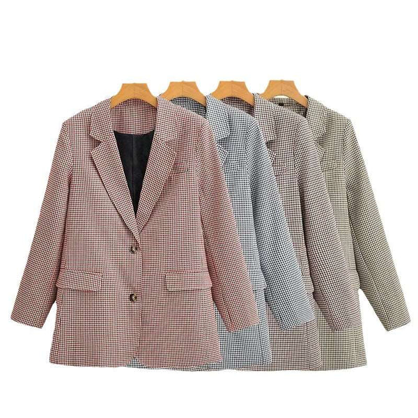 Plaid Casual Long Sleeve Jacket Red L – Posh Atomic