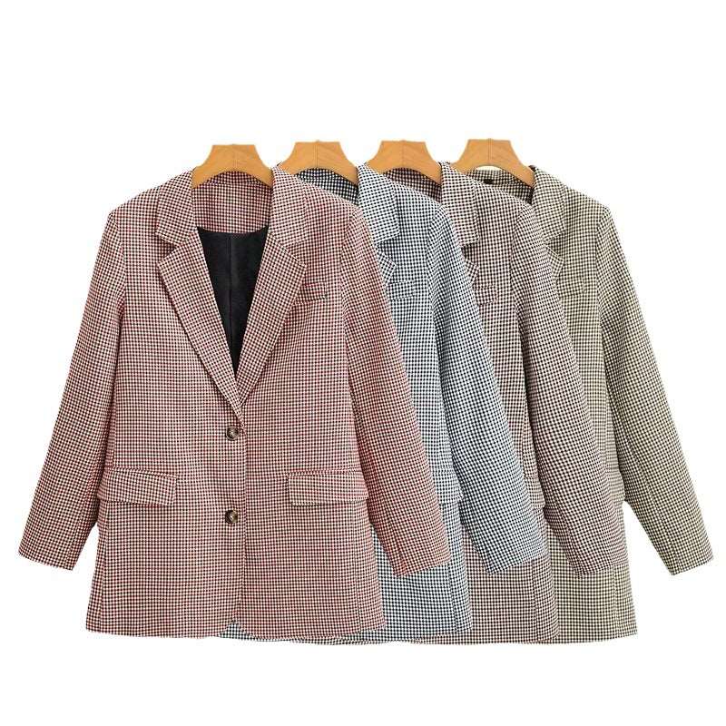 Plaid Casual Long Sleeve Jacket Red L – Posh Atomic