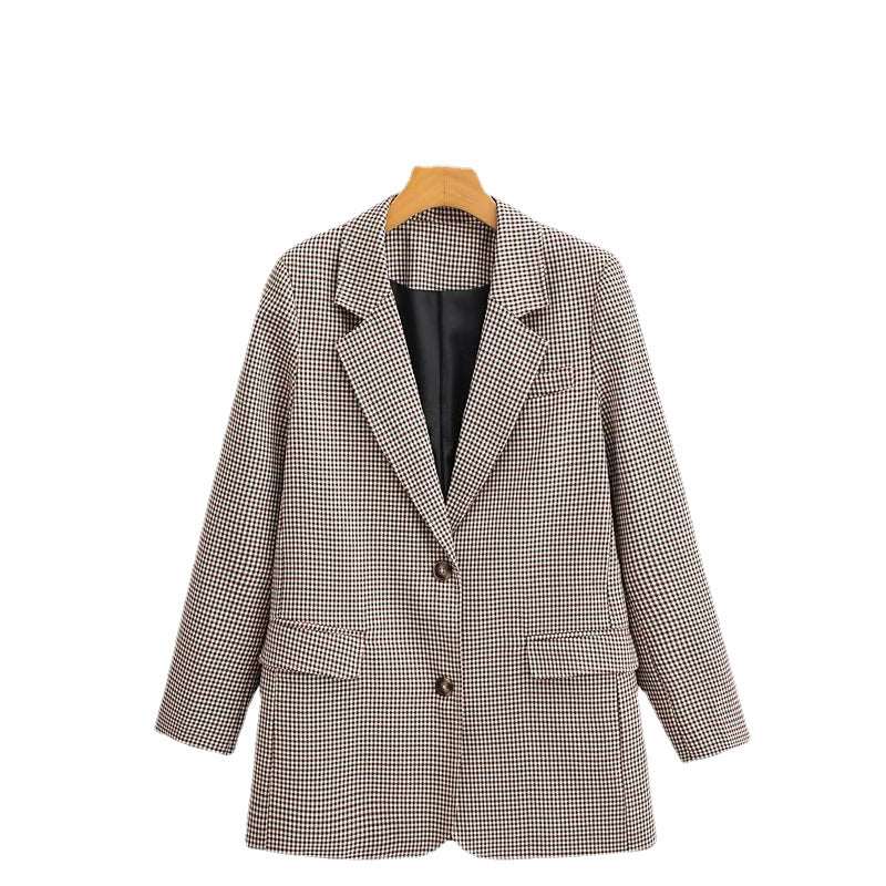 Plaid Casual Long Sleeve Jacket Black And White M – Posh Atomic