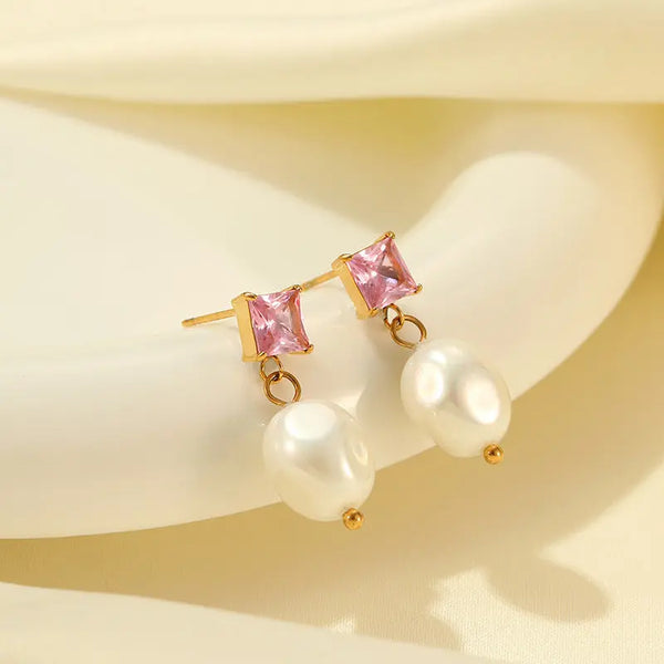 Rectangular Diamond 18K Earrings E1494 GO A – Posh Atomic