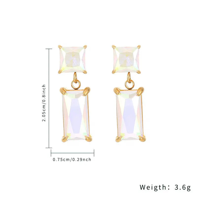 Rectangular Diamond 18K Earrings – Posh Atomic