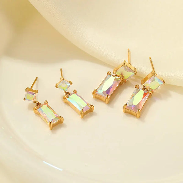 Rectangular Diamond 18K Earrings E1492 GO – Posh Atomic