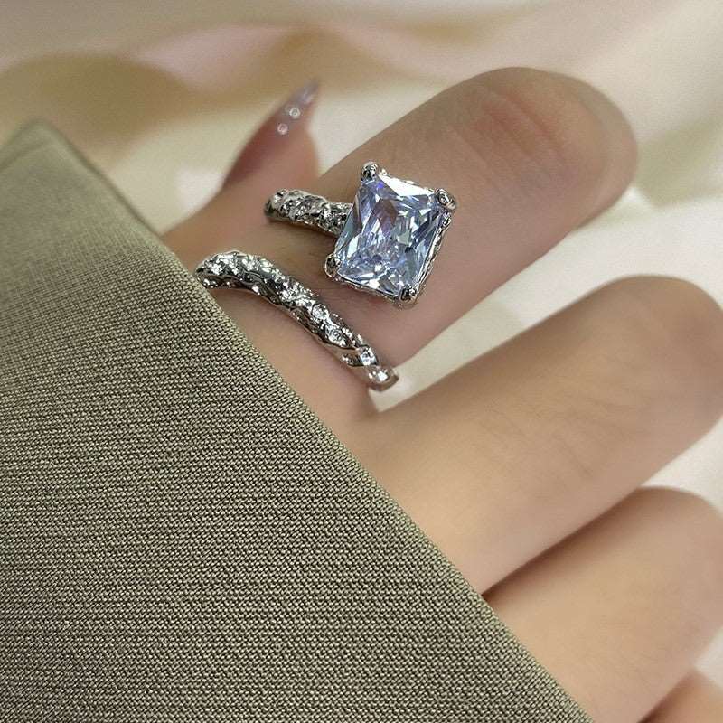 Rectangular Open-end Zircon Ring – Posh Atomic