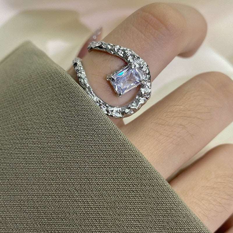 Rectangular Open-end Zircon Ring – Posh Atomic