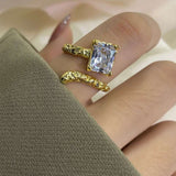 Rectangular Open-end Zircon Ring – Posh Atomic