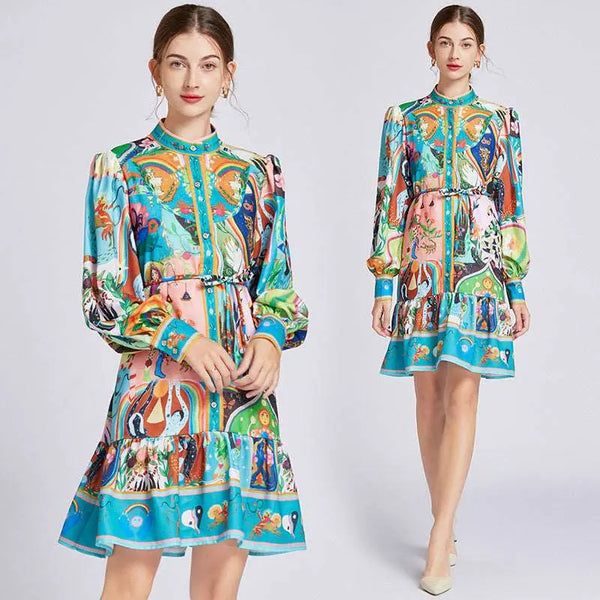 Retro Mid-length Dress Long Sleeve Color M – Posh Atomic