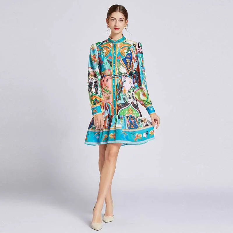 Retro Mid-length Dress Long Sleeve Color L – Posh Atomic