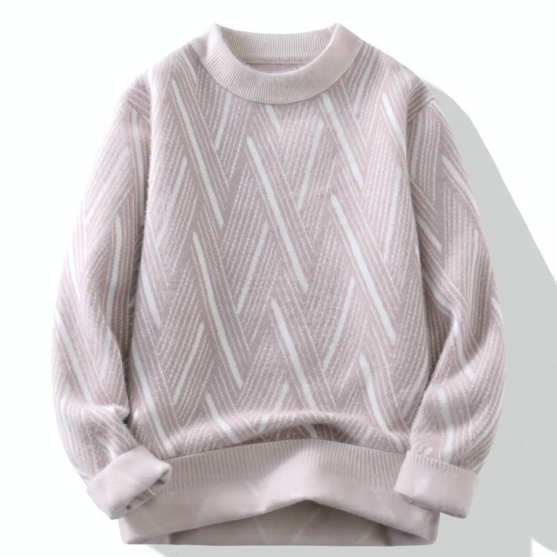 Round Neck Men's Sweater Khaki L – Posh Atomic