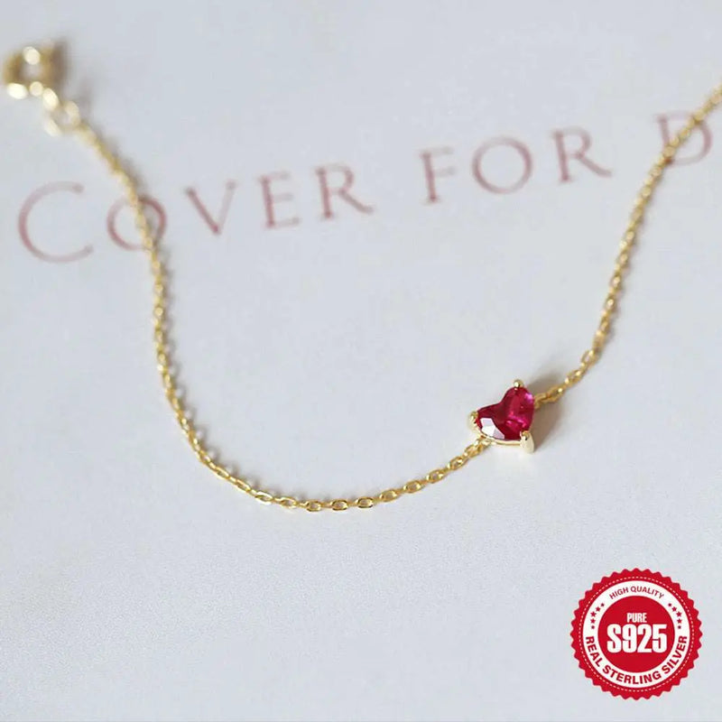 S925 Sterling Silver Gold-plated Little Red Heart Bracelet For Women – Posh Atomic