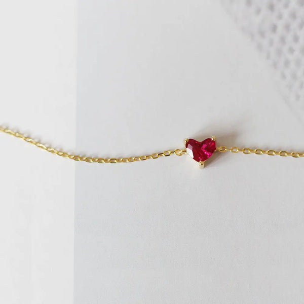 S925 Sterling Silver Gold-plated Little Red Heart Bracelet For Women – Posh Atomic