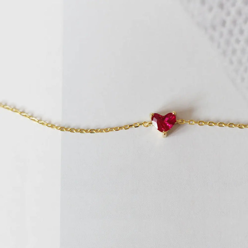 S925 Sterling Silver Gold-plated Little Red Heart Bracelet For Women – Posh Atomic