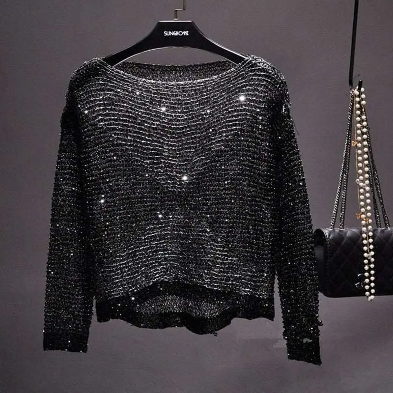 Sequined Loose Sweater Pullover – Posh Atomic