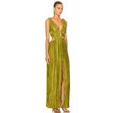Sexy V-neck Strap Waist Slit Dress Army Green XS – Posh Atomic