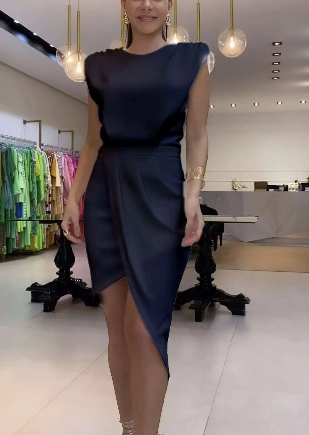 Sheath Asymmetric Dress Black M – Posh Atomic