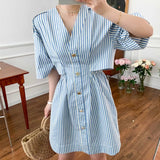 Short Sleeve Striped Shirt Dress – Posh Atomic