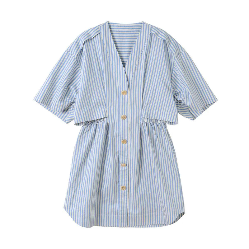 Short Sleeve Striped Shirt Dress – Posh Atomic