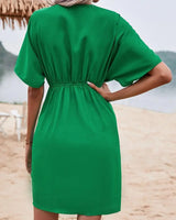 Short Sleeve V-neck Mid-length Dress – Posh Atomic