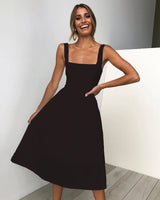 Simple Camisole Backless Dress Women Red S – Posh Atomic
