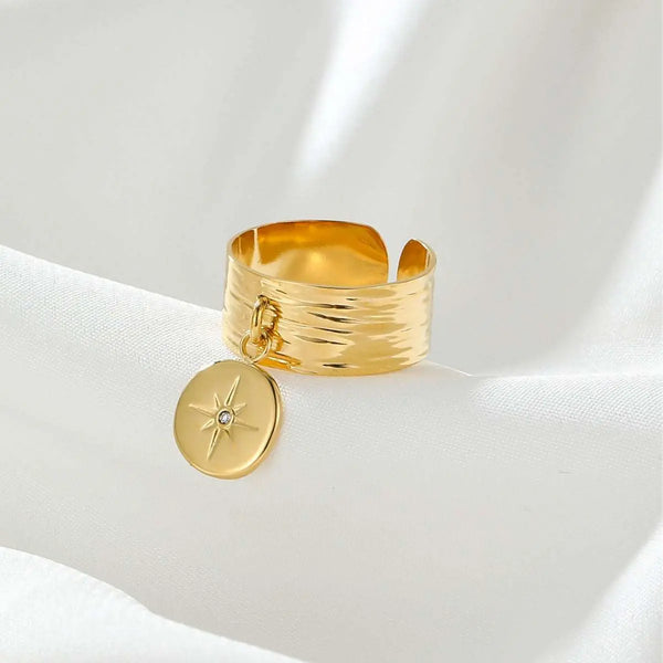 Six-pointed Star Adjustable Gold-plated Ring Gold Average Size – Posh Atomic