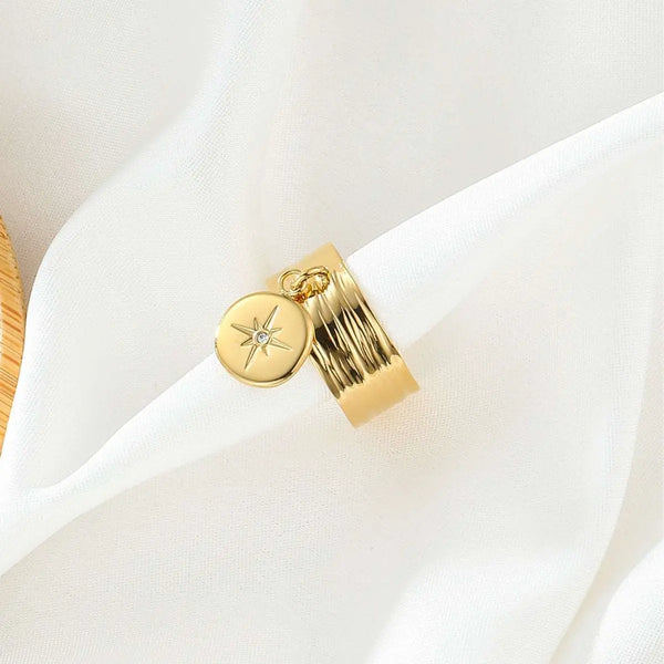 Six-pointed Star Adjustable Gold-plated Ring Silver Average Size – Posh Atomic