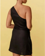 Slanted Shoulder Dress Navy L – Posh Atomic