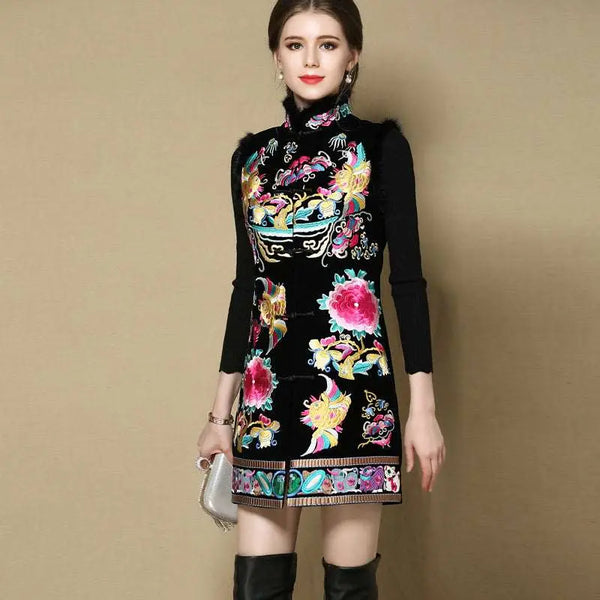 Sleeveless Embroidery Mid-length Dress Picture Color M – Posh Atomic