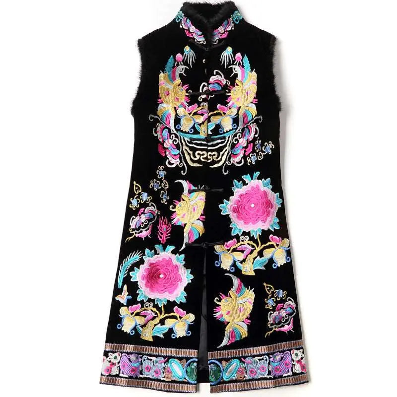 Sleeveless Embroidery Mid-length Dress Picture Color XXL – Posh Atomic