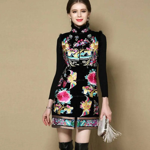 Sleeveless Embroidery Mid-length Dress Picture Color S – Posh Atomic